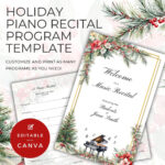 Klavier Recital Programm Weihnachten, Doppelseitige Faltkarte Regarding Christmas Piano Recital Template