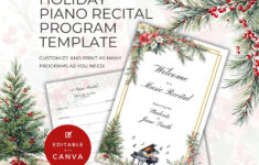 Klavier Recital Programm Weihnachten, Doppelseitige Faltkarte within Christmas Piano Recital Program Template