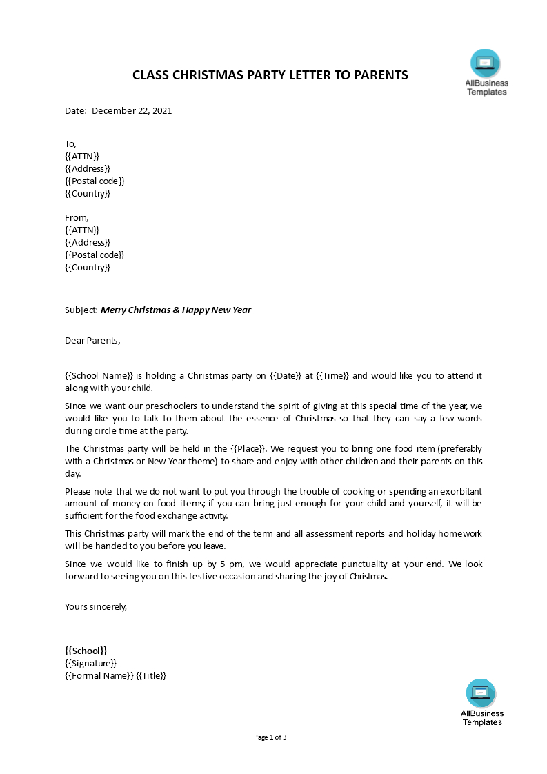 Kostenloses Christmas Party Letter inside Christmas Party Memo Template