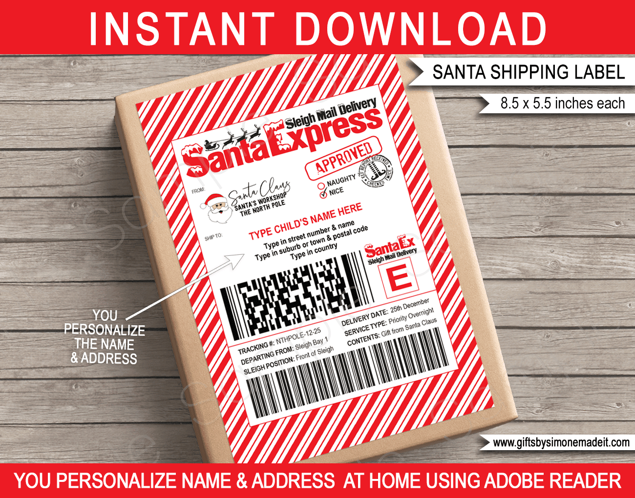 Large Santa Mail Shipping Labels - Fedex Style intended for Christmas Shipping Label Template