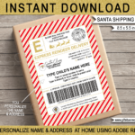 Large Santa Mail Shipping Labels (Usps Style)   Red & Gold In Christmas Shipping Label Template Free