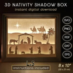Layered Krippe Shadow Box Svg Dateien Für Cricut, Christmas Light Within Christmas Shadow Box Template