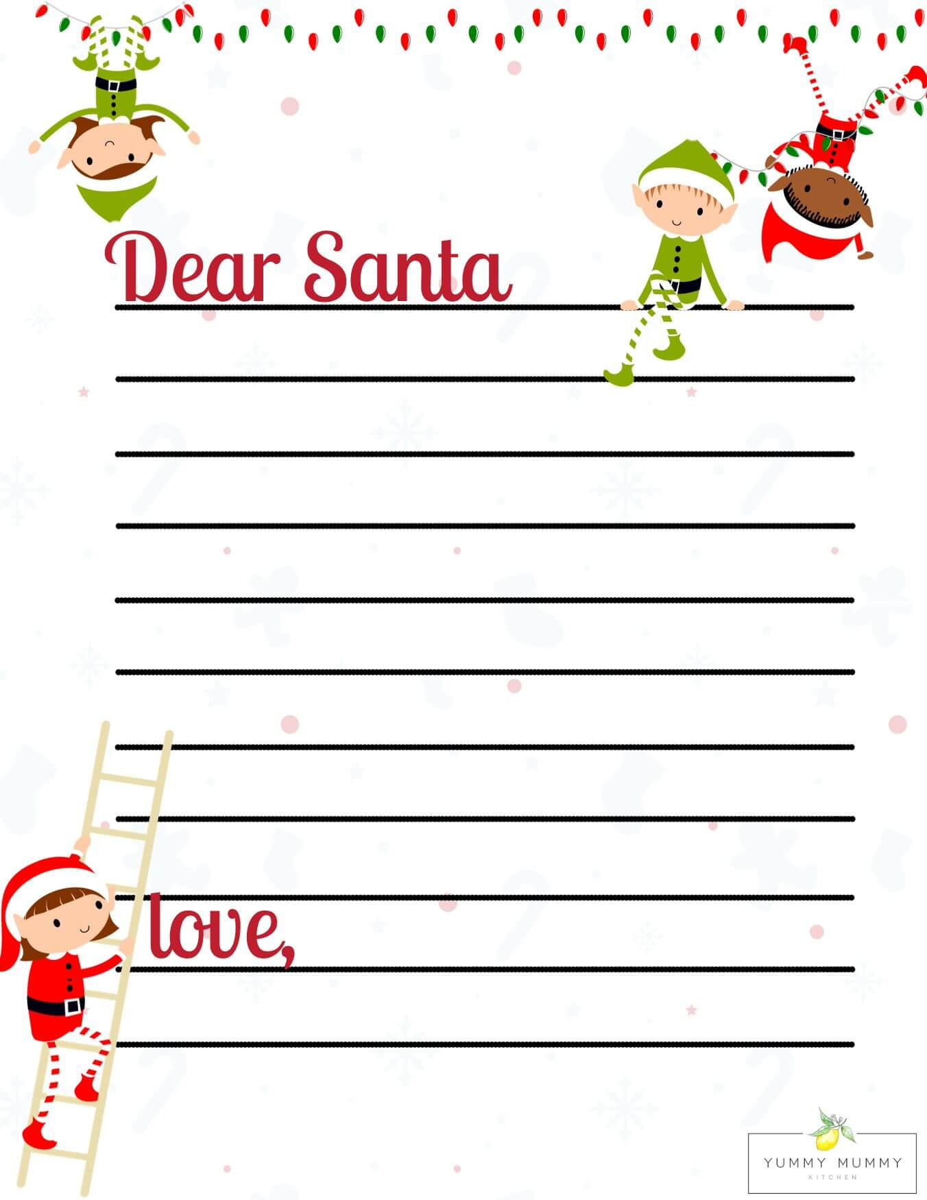 Letter To Santa Template - Free Printable Dear Santa Letters throughout Christmas Letter Template With Lines