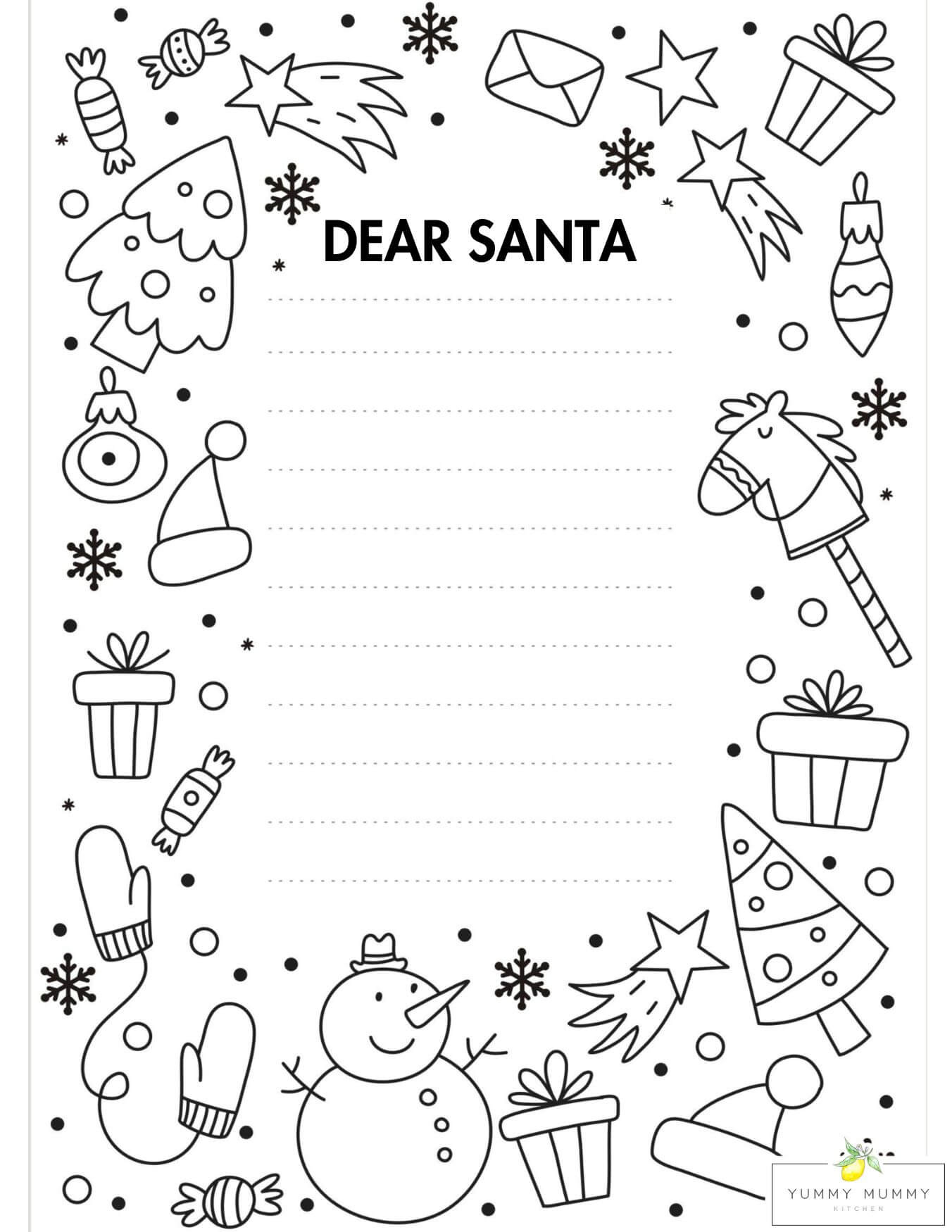 Letter To Santa Template - Free Printable Dear Santa Letters within Christmas Letter Template Black and White