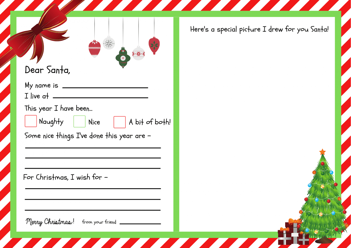 Letters To Santa Templates {Free Printables} - Super Busy Mum for Christmas Letter Template For Free