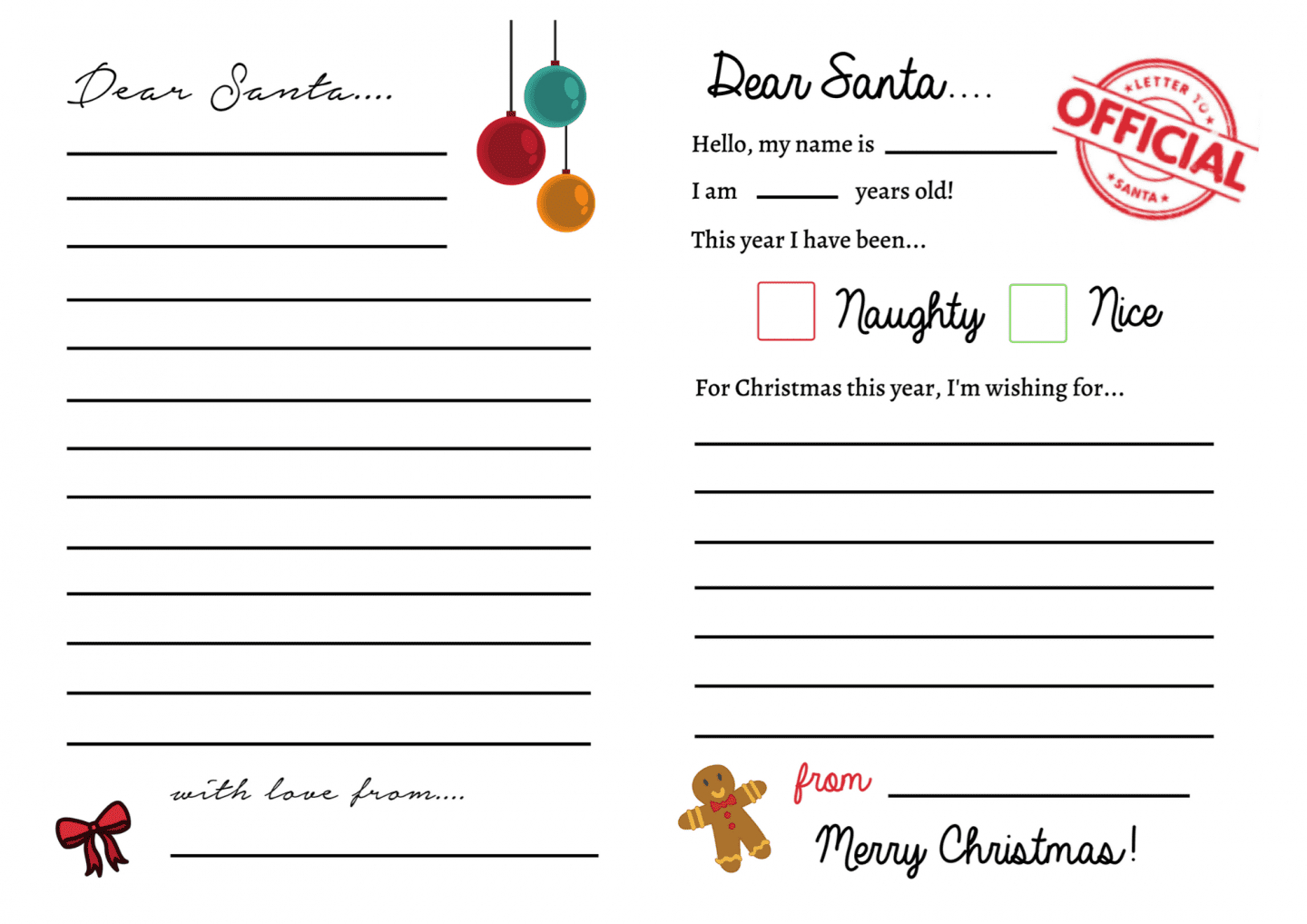 Letters To Santa Templates {Free Printables} - Super Busy Mum intended for Christmas Letter For Santa Template