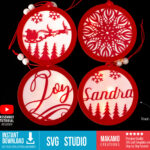 Light Up Round Christmas Ornament Svg Bundle: Diy Tree Ornament Throughout Christmas Ornament Template Svg