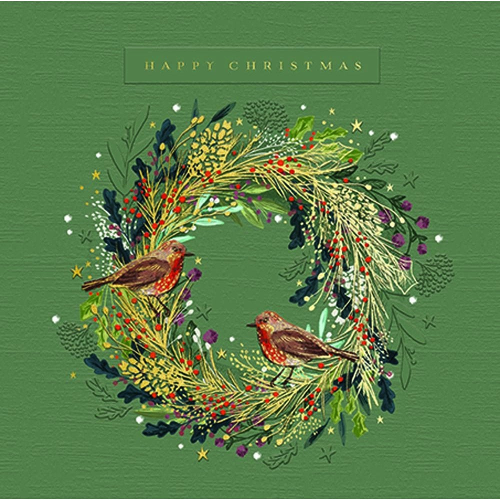 Ling Red Robin Wreath Pack Of 10 Christmas Cards | Cotswold Trading within Christmas Round Robin Template