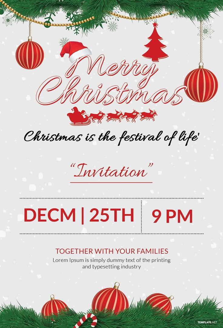 Merry Christmas Party Invitation Template In Pages, Outlook, Word with Christmas Party Invitation Template Outlook