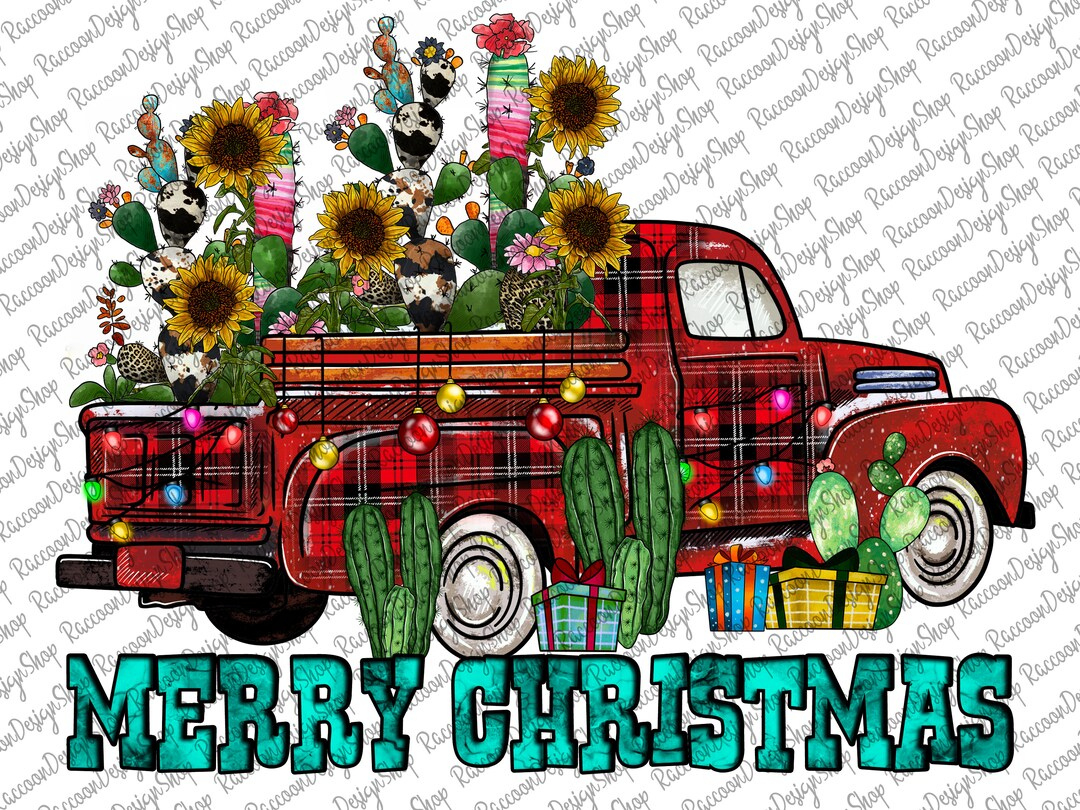 Merry Christmas Red Truck Sublimation Designs Downloads, Digital intended for Christmas Red Truck Template