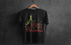 Merry Christmas- T-Shirt Logo Template – Templatemonster throughout Christmas T Shirt Design Template