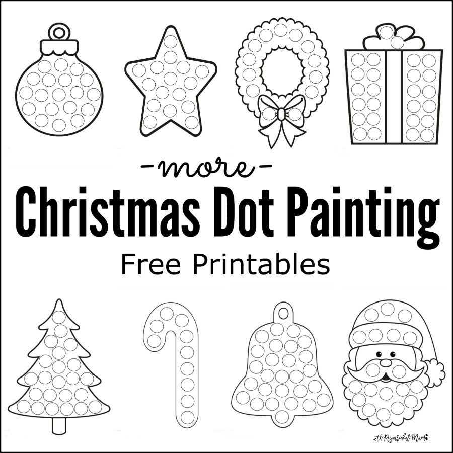 More Christmas Dot Painting {Free Printables} - The Resourceful Mama pertaining to Christmas Tree Dot Painting Template