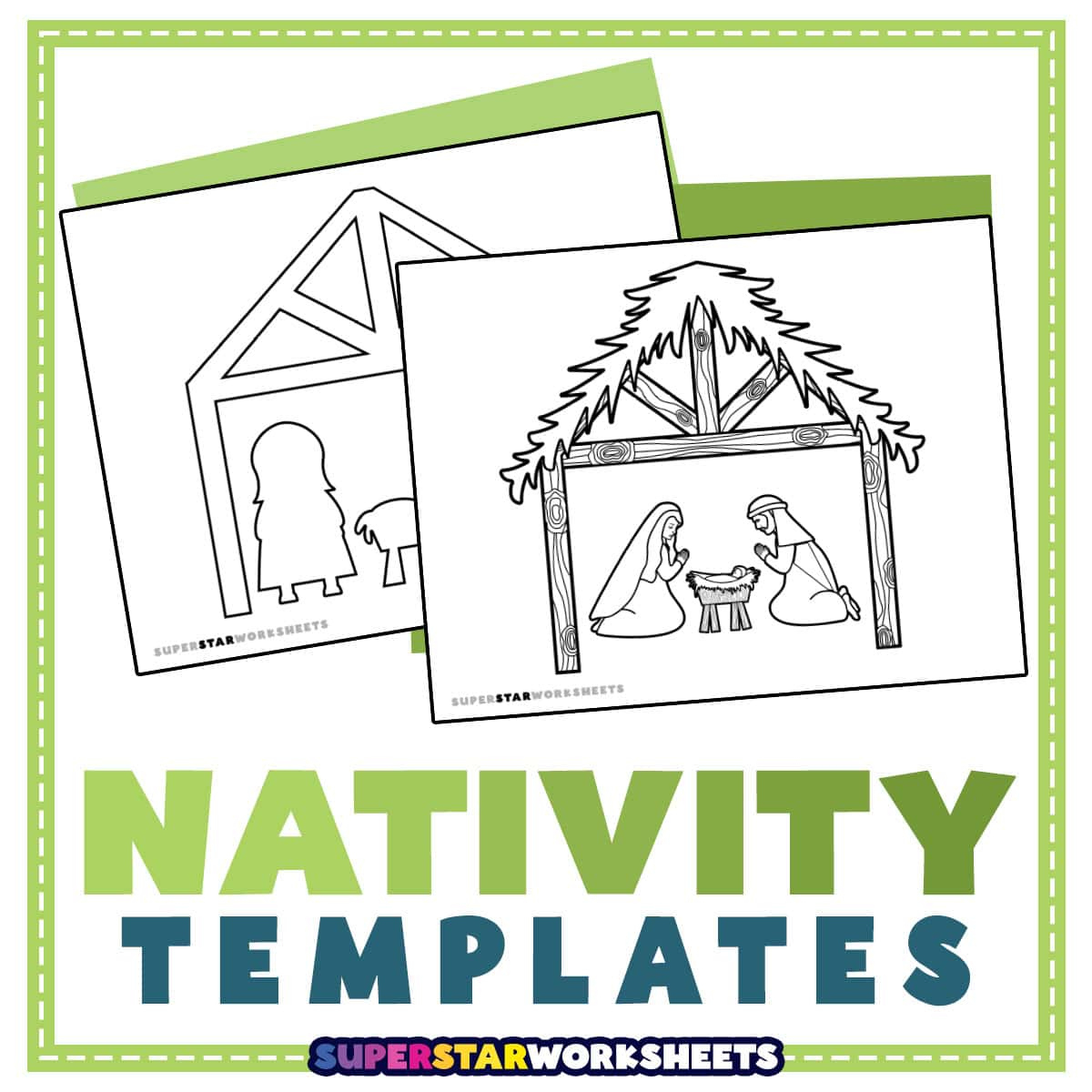 Nativity Template (Free Printables) - Superstar Worksheets with Christmas Nativity Scene Template