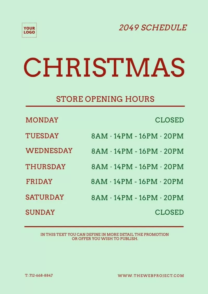 Opening Hours Templates Online inside Christmas Opening Hours Template Free