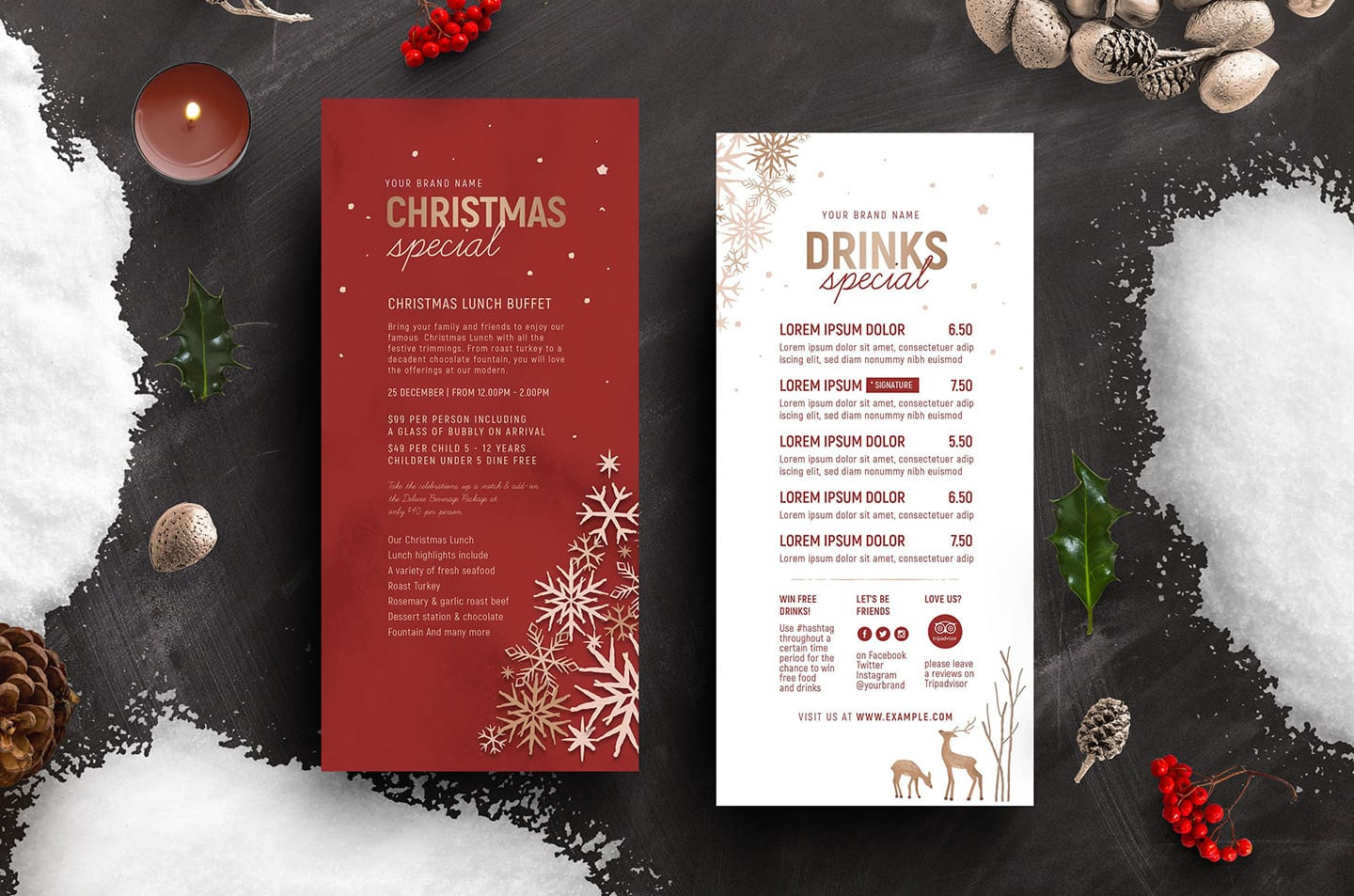 Ornate Christmas Menu Templates pertaining to Christmas Menu Card Template