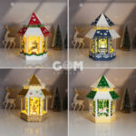 Pack 4 Christmas Carousel Lantern Svg, Diy Lantern Christmas Ornaments,  Paper Cut Template For Christmas, Merry Christmas Paper Regarding Christmas Lantern Craft Template
