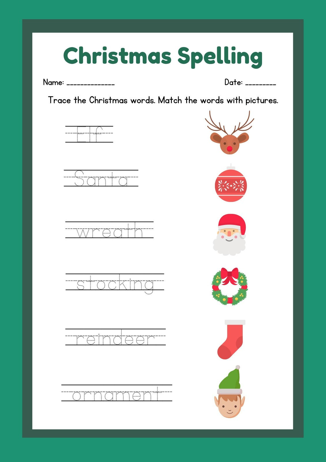 Page 11 - Free, Editable Christmas Worksheet Templates | Canva intended for Christmas Spelling Test Template