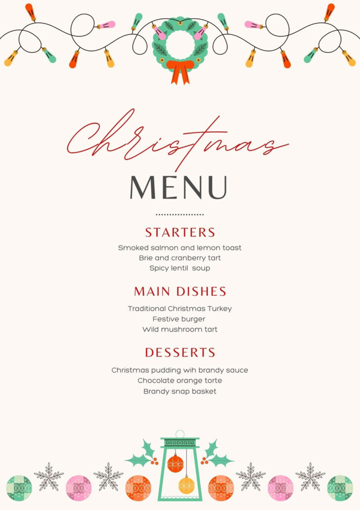 Christmas Lunch Menu Template Christmas Lunch Menu Template