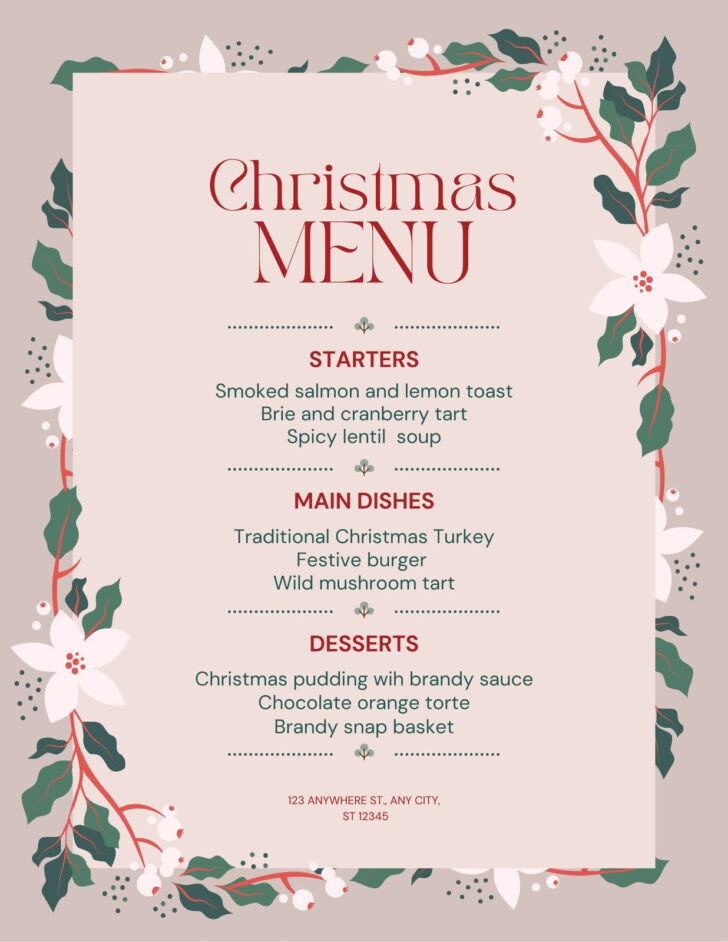 Christmas Party Menu Template Christmas Party Menu Template