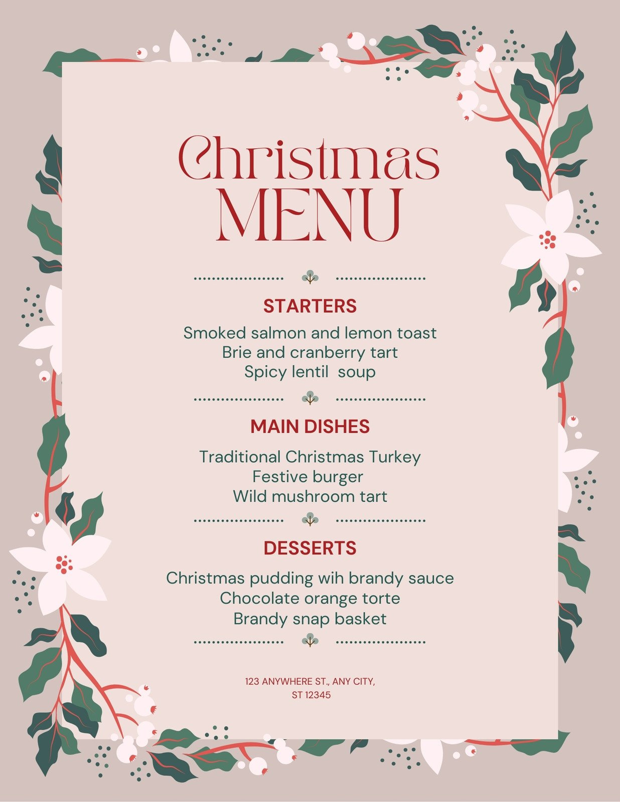 Page 2 - Free Printable And Customizable Dinner Party Menu with regard to Christmas Menu Printable Template Free