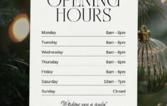Page 3 – Free And Customizable Opening Hour Templates | Canva inside Christmas Opening Hours Template