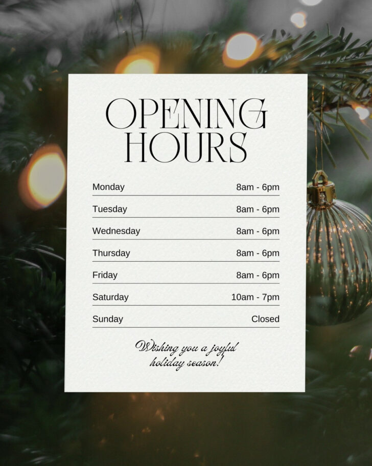 Christmas Opening Hours Template