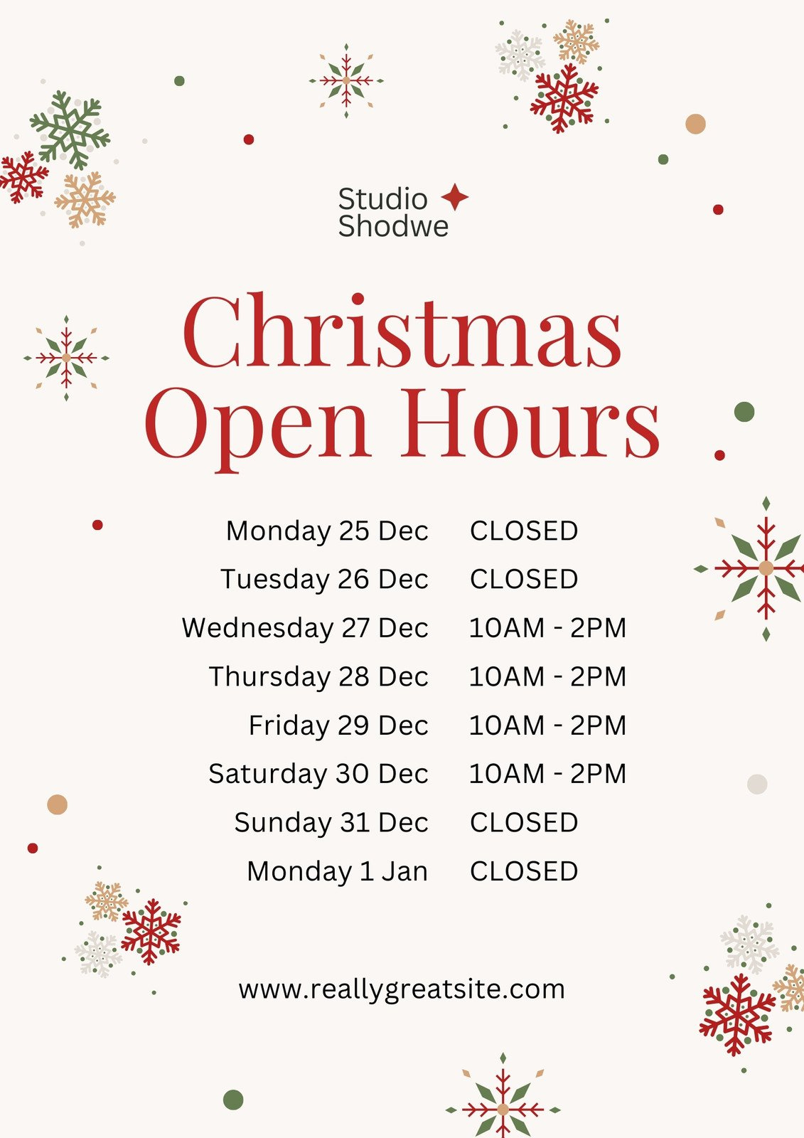Page 4 - Free And Customizable Opening Hour Templates | Canva throughout Christmas Operating Hours Template