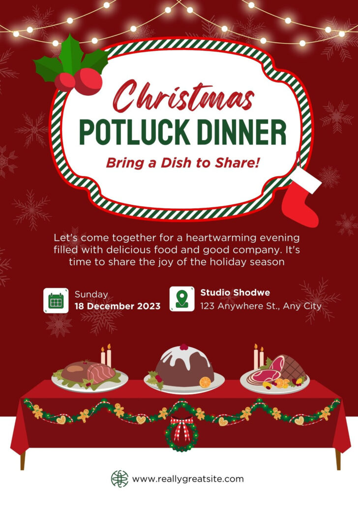Christmas Potluck Invitation Template Free Christmas Potluck Invitation Template Free