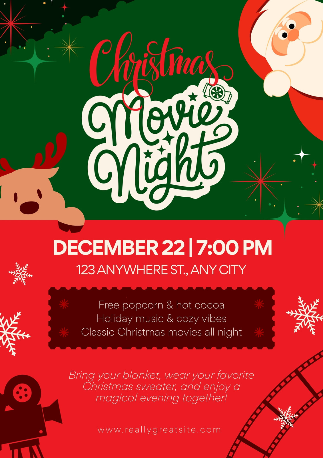 Page 7 - Free And Customizable Movie Night Templates | Canva pertaining to Christmas Movie Poster Template