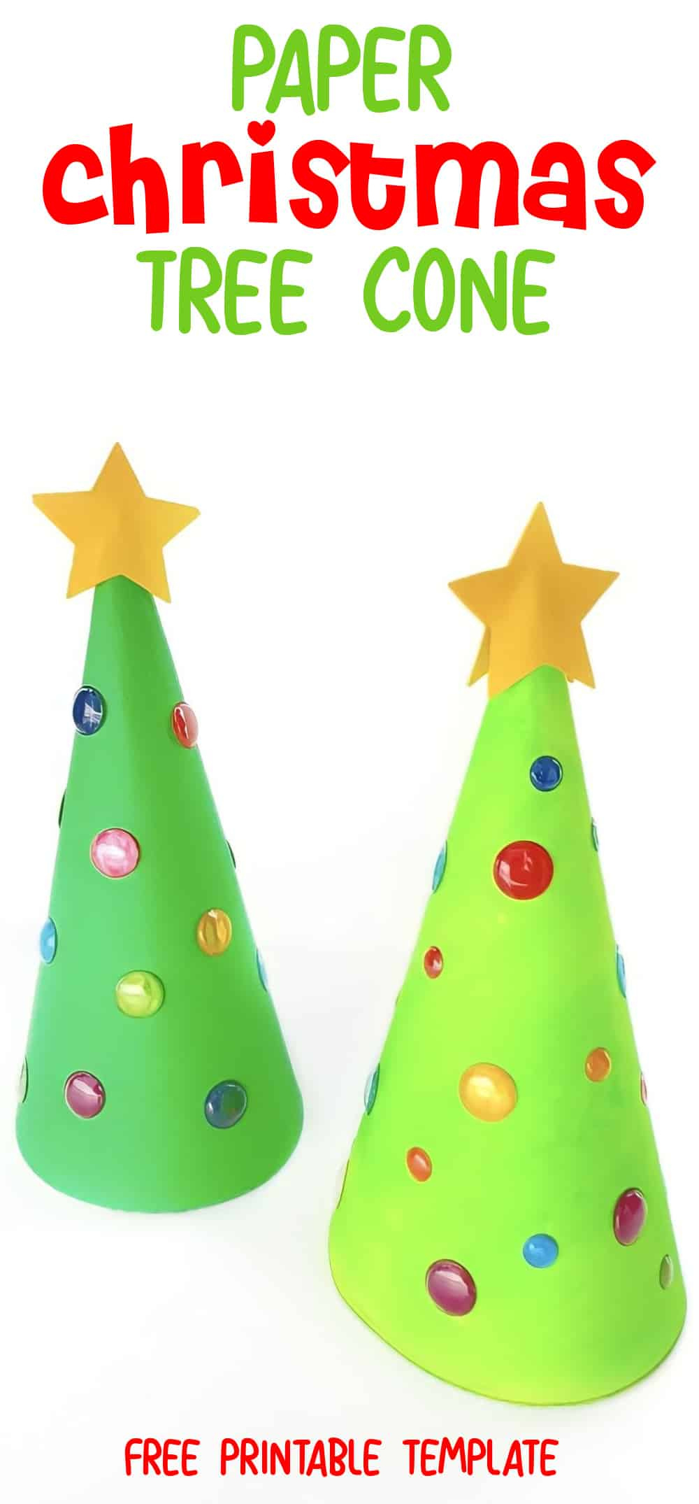 Paper Cone Christmas Tree Craft With Free Printable Template with Christmas Tree Cone Template