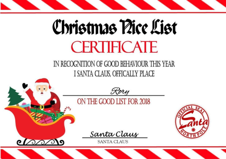 Christmas Nice List Certificate Template Christmas Nice List Certificate Template