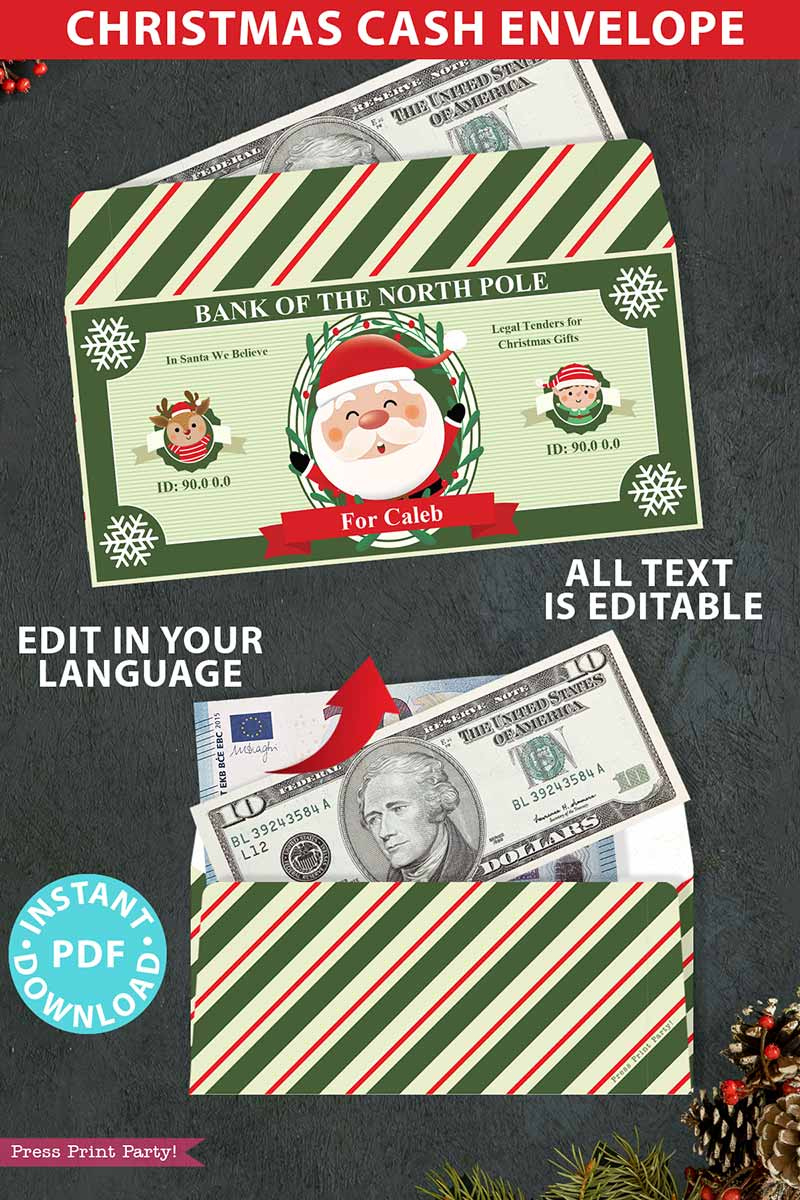Play Christmas Money And Cash Envelope Printable - Press Print Party! intended for Christmas Money Card Template