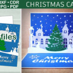 Pop Up Christmas Card Svg Template | Paper Christmas Village Inside Christmas Pop Up Template