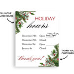 Printable Business Hours Sign Holiday Hours Notice Corporate Inside Christmas Opening Hours Blank Template