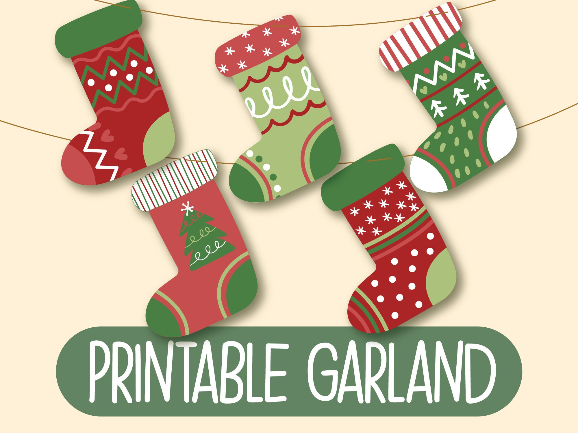 Printable Christmas Banner | Printable Christmas Bunting intended for Christmas Stocking Bunting Template