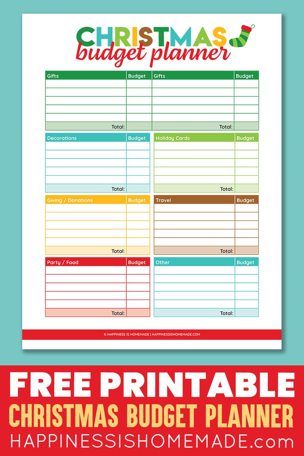 Printable Christmas Budget Planner - Happiness Is Homemade throughout Christmas Shopping Budget Template