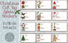 Printable Christmas Gift Tag Labels For Print And Cut with regard to Christmas Name Label Template