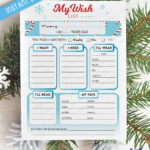 Printable Christmas Gift Wish List Template, My Wish List Throughout Christmas List Template Ideas