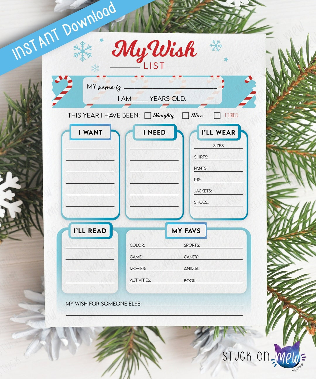 Printable Christmas Gift Wish List Template, My Wish List throughout Christmas List Template Ideas