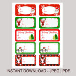 Printable Christmas Labels, Instant Download, Winter Holiday With Christmas Labels Template