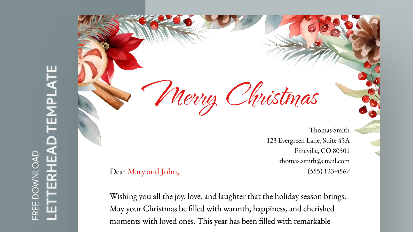 Printable Christmas Letterhead Free Google Docs Template - Gdoc.io intended for Christmas Letterheads Template Free