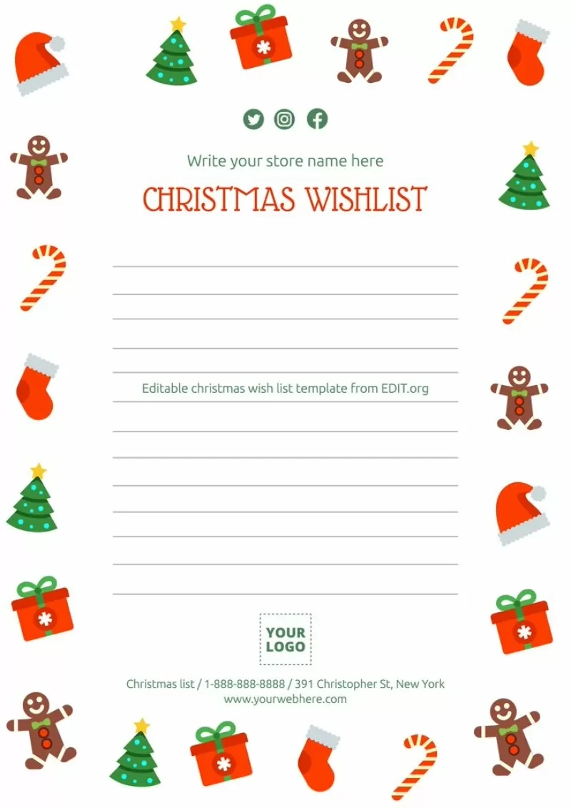 Printable Christmas List Templates For Your Business in Christmas List Template Online