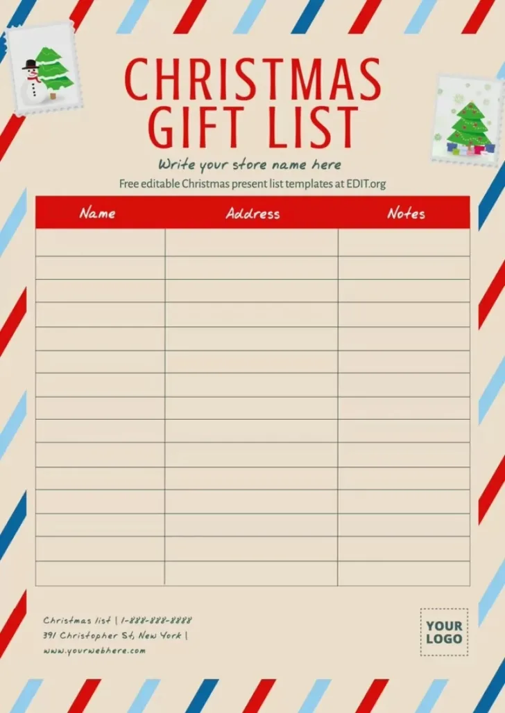 Christmas Present Writing Template