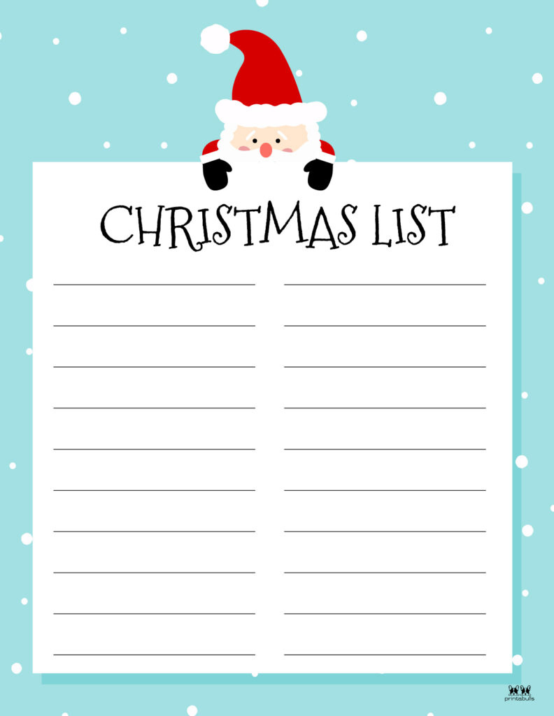 Printable Christmas Lists - 50 Free Printables | Printabulls for Christmas List Template Free Download