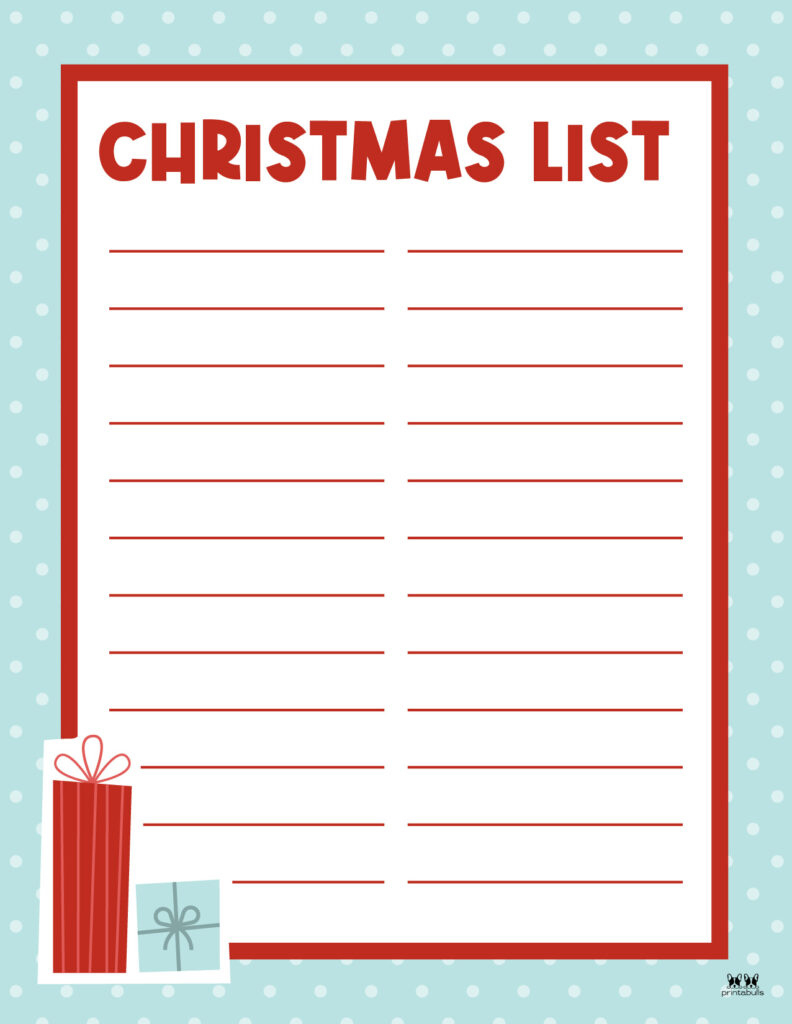 Printable Christmas Lists - 50 Free Printables | Printabulls inside Christmas List Template Printable Free
