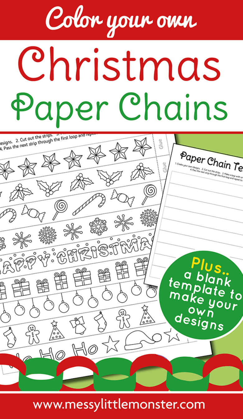 Printable Christmas Paper Chain Template - Messy Little Monster throughout Christmas Paper Chain Template