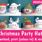 Printable Christmas Party Hats, Includes Full Colour & Colour In For Christmas Party Hat Template