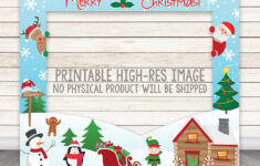 Printable Christmas Photo Booth Frame, Holiday Party Photo Booth in Christmas Photo Booth Frame Template