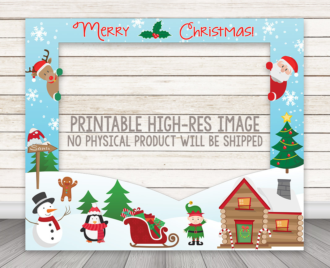 Printable Christmas Photo Booth Frame, Holiday Party Photo Booth in Christmas Photo Booth Frame Template