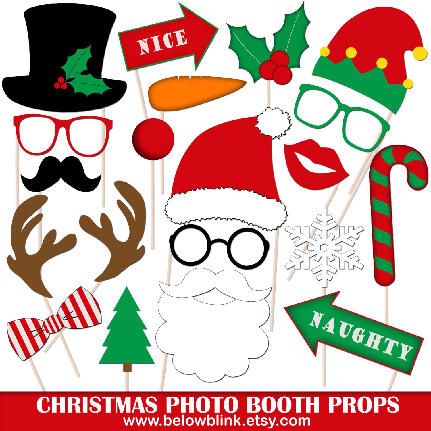 Printable Christmas Photo Booth Props - Instant Download Holiday throughout Christmas Photo Props Template